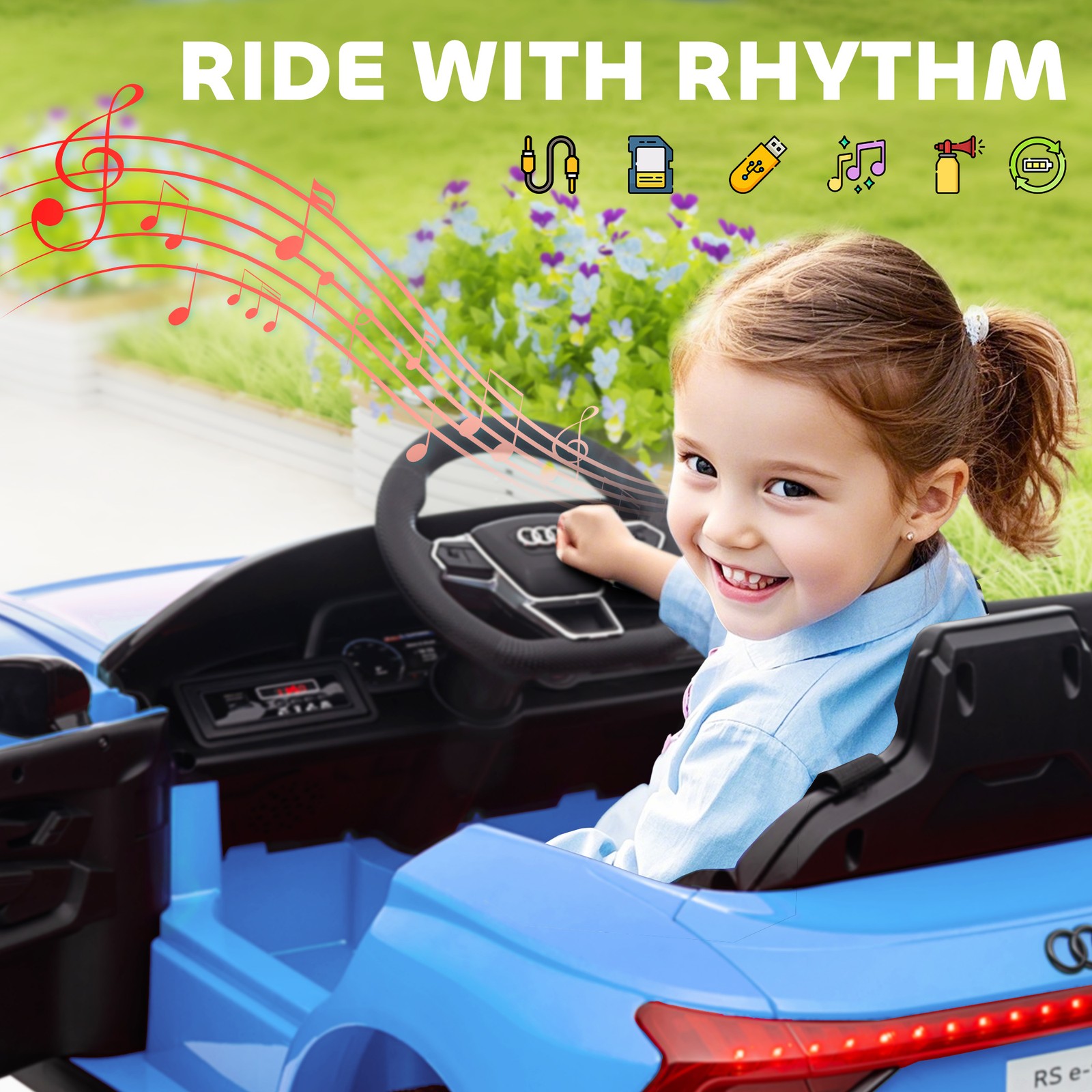 Electric Car for Kids, 12V Licensed Audi RS E-tron GT 3.1 MPH Kids Ride on Car,
