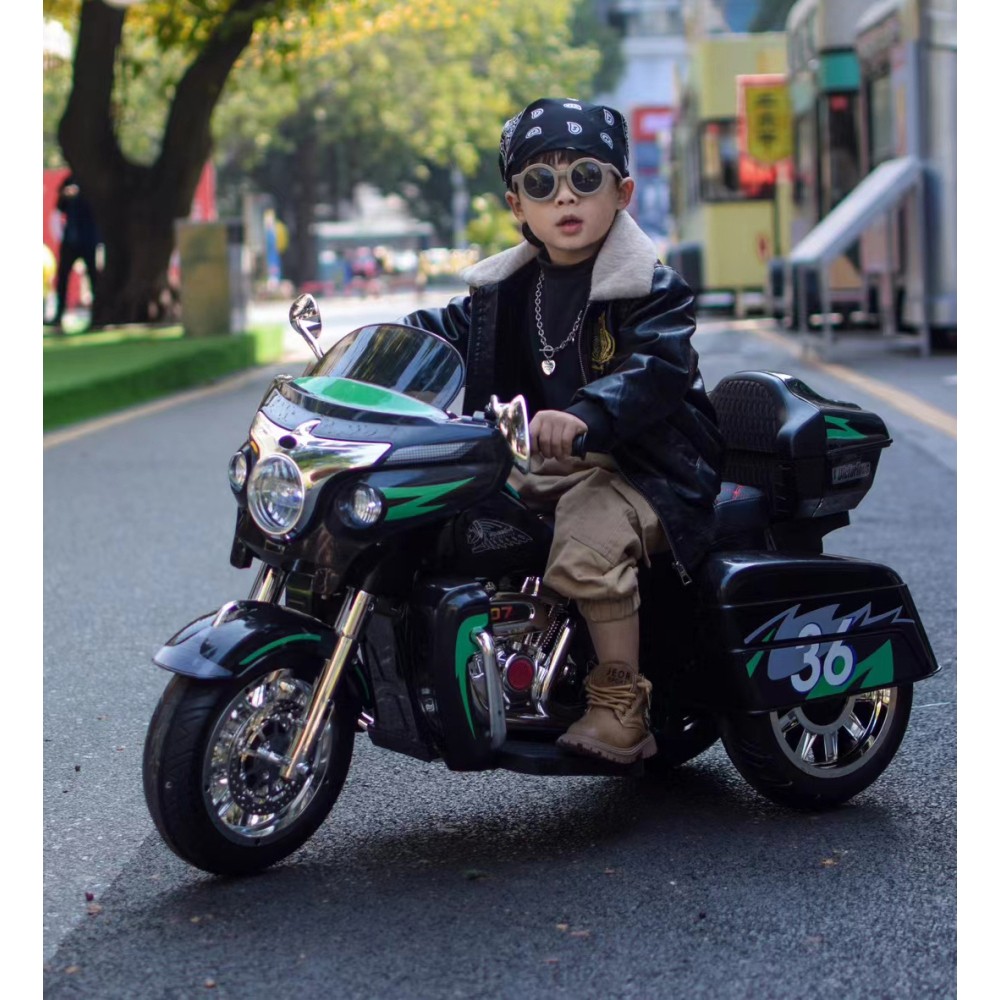 Kids Electric motorcycle 12V two seat motorcycle with Key start Storage Box