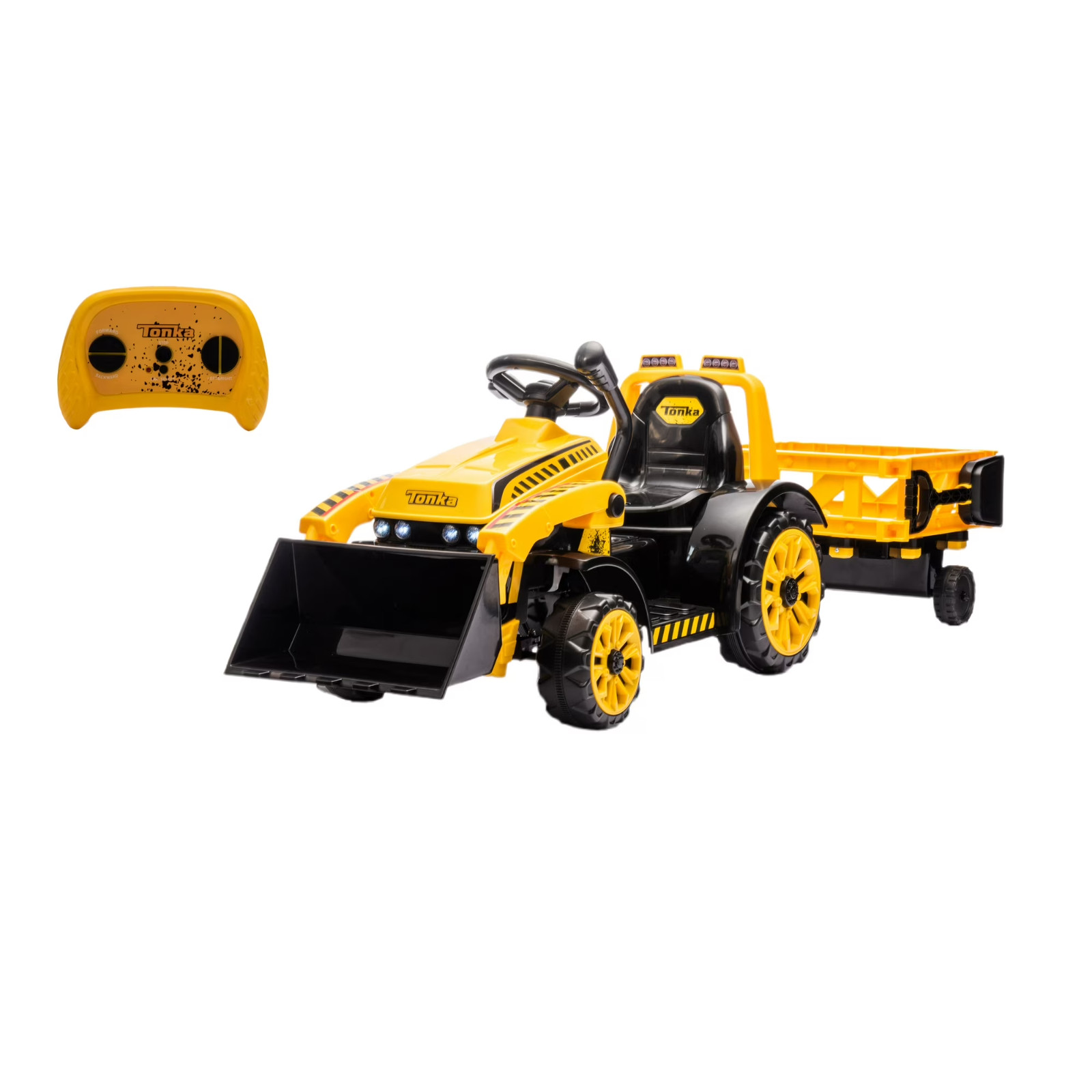 Construction Tractor 6V Battery-Powered Ride-On w/ Working Loader, Ages 1.5+