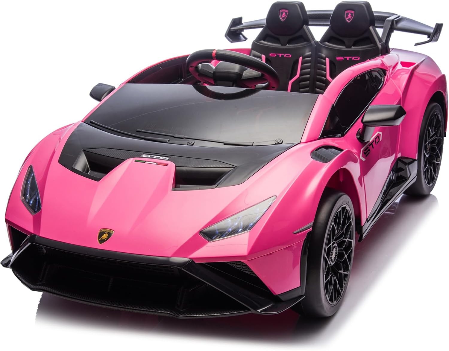 24V Licensed Lamborghini Kids Ride on Drift Car 1.86-5.59 MPH 360° Spin, Pink