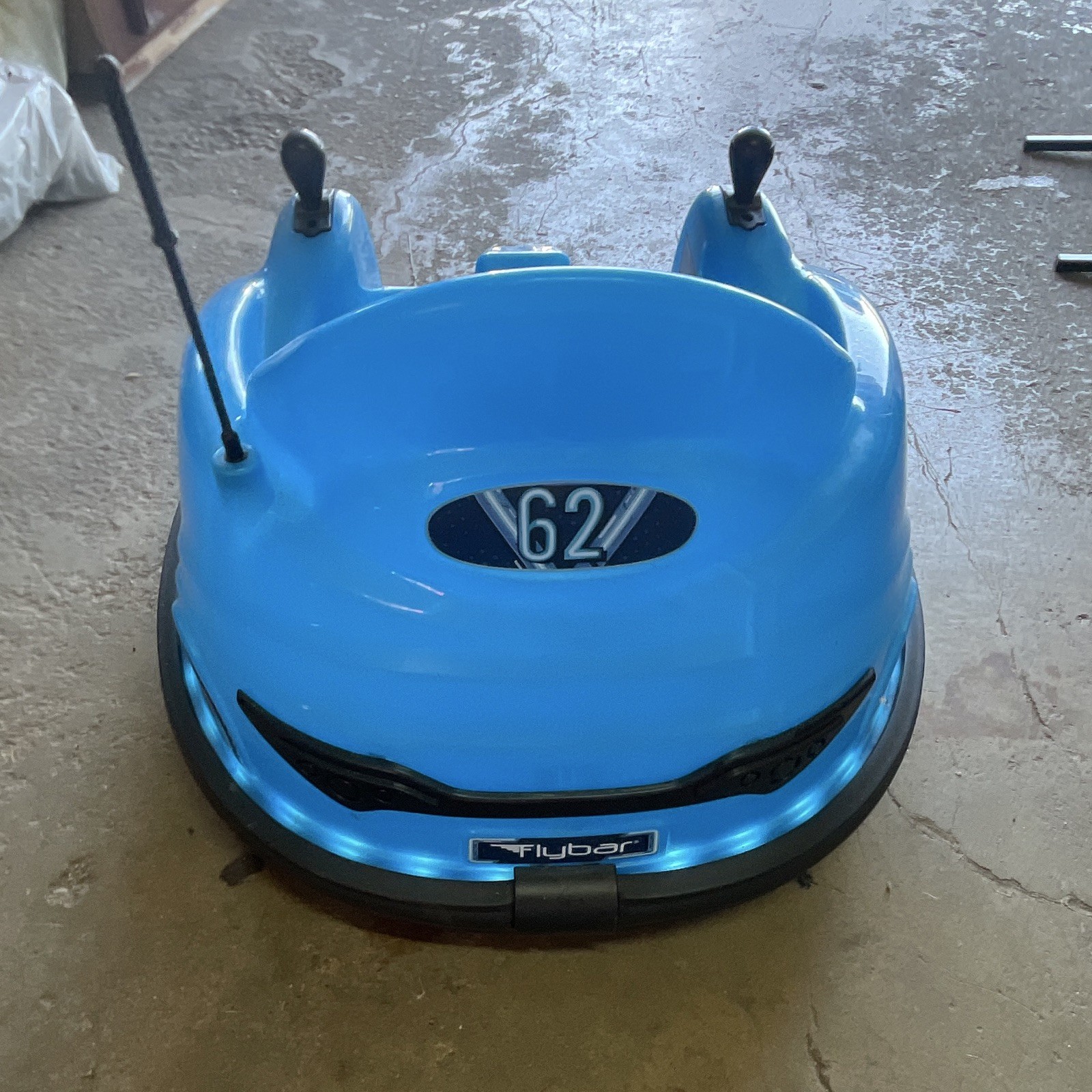 Flybar Blue Battery Operated Ride-On Bumper Car, Dual Joysticks, Seat Belt 62