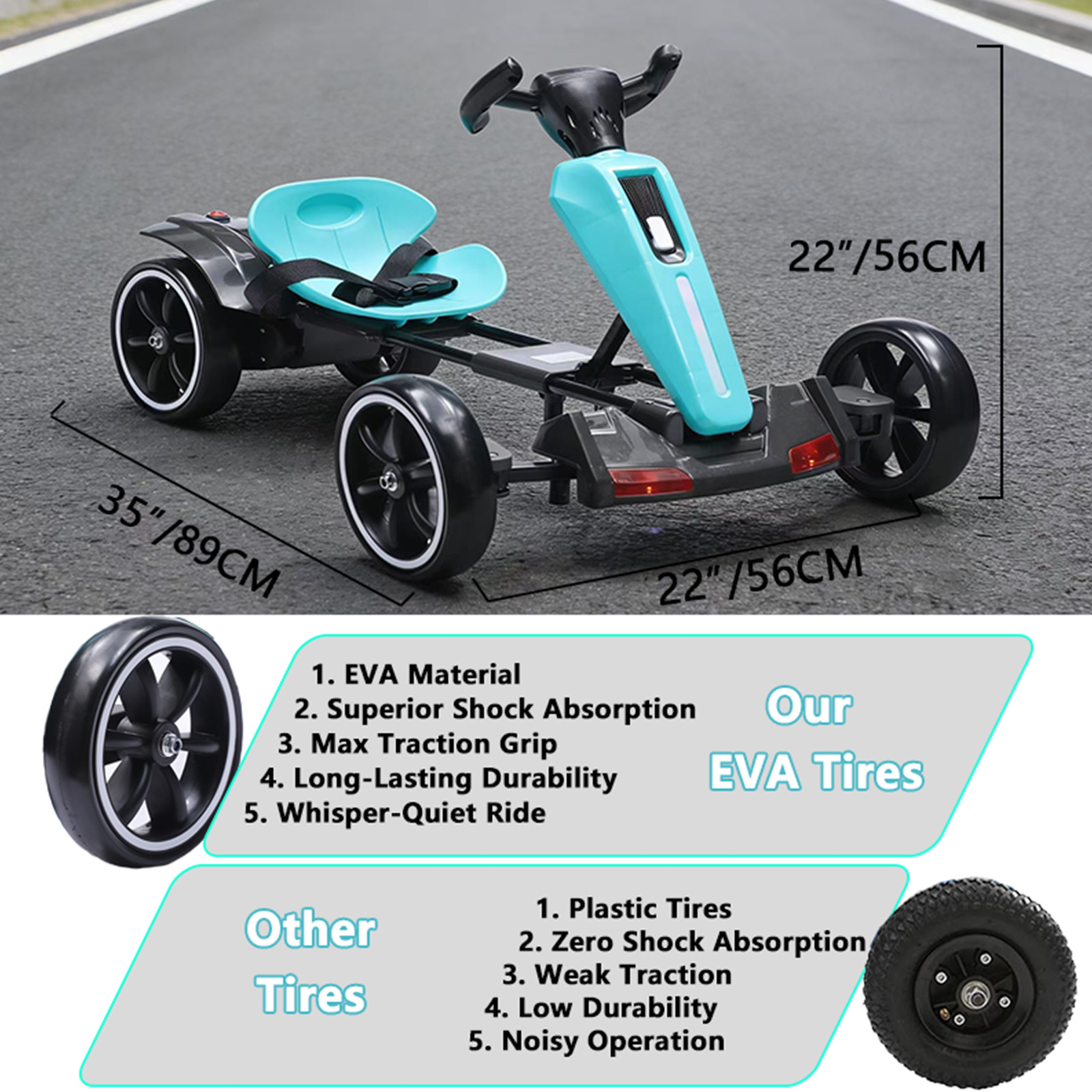 12V Electric Go Kart for Kids with Adjustable Seat Pedal Go Kart Ride on Toy