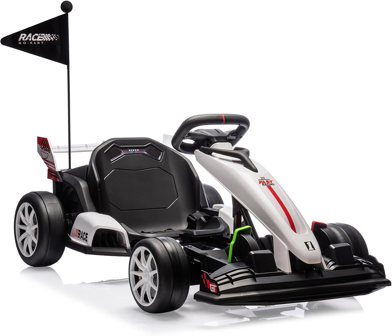 24V Drift Cart for Kids, Dual Motors, Electronic Brake, Adjustable Seat,Foldable