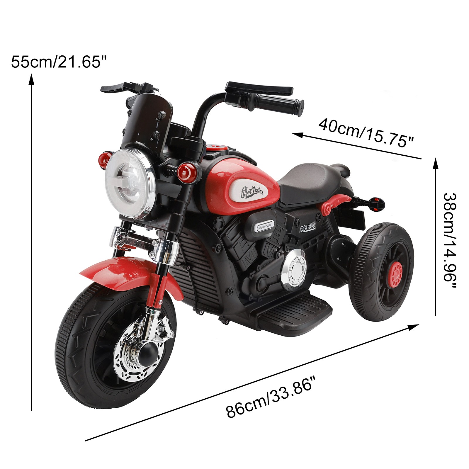 3 Wheel Kids Ride On Motorcycle 6V Powered Electric Dual Drive Toy Car Red US