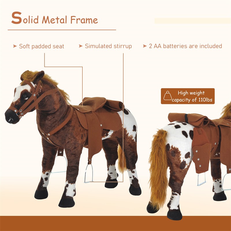 Ride On Horse for Toddlers 3-5 Animal Horse Kids Toy w/ Padding & Sound Making