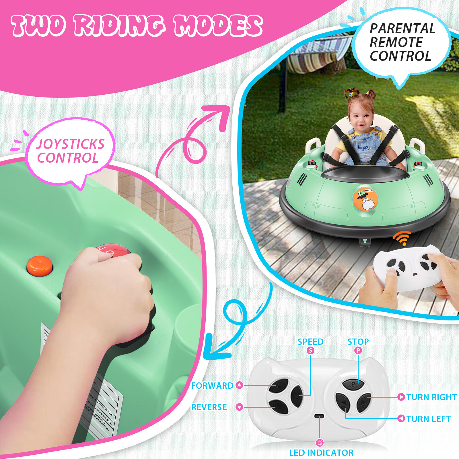 Toddler Bumper Car 12V Electric Bumper Car for Kids +Remote Control Bumping Toy-
