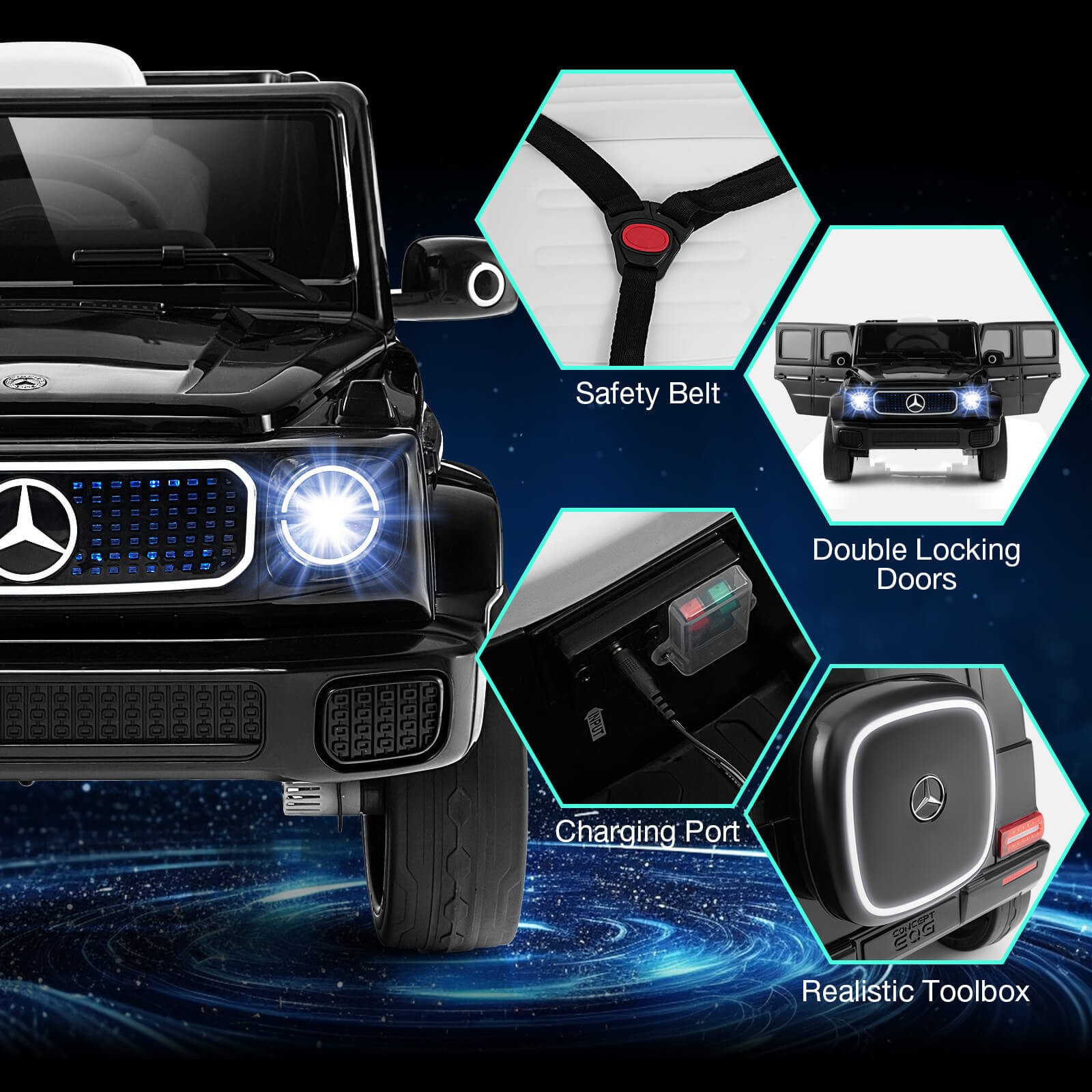 Licensed Mercedes-Benz EQG Kids Ride On Car w/ Remote Control Detachable Battery