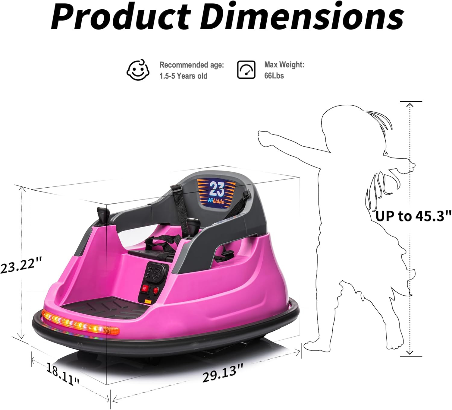 Hikido 12V Baby Bumper Car, Electric Kids Bumper Car for Toddlers 1.5-5 W/Remote