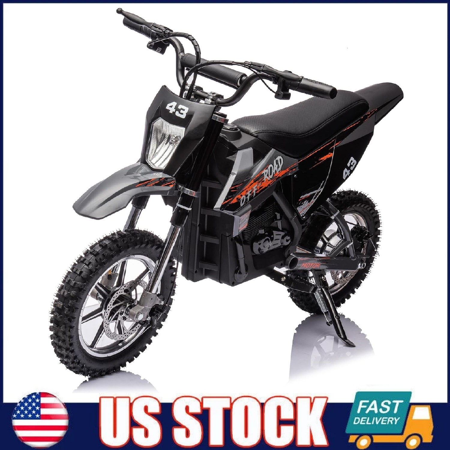 36V Ride on Dirt Bike Electric Battery-Powered Motorcycle, 350W Brushless Motor,