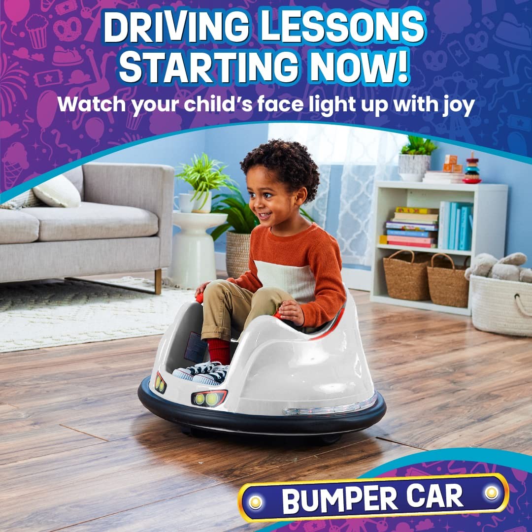 Flybar Funpark 6V Electric Bumper Car Ride-On For Toddlers Ages 1.54 Years Led