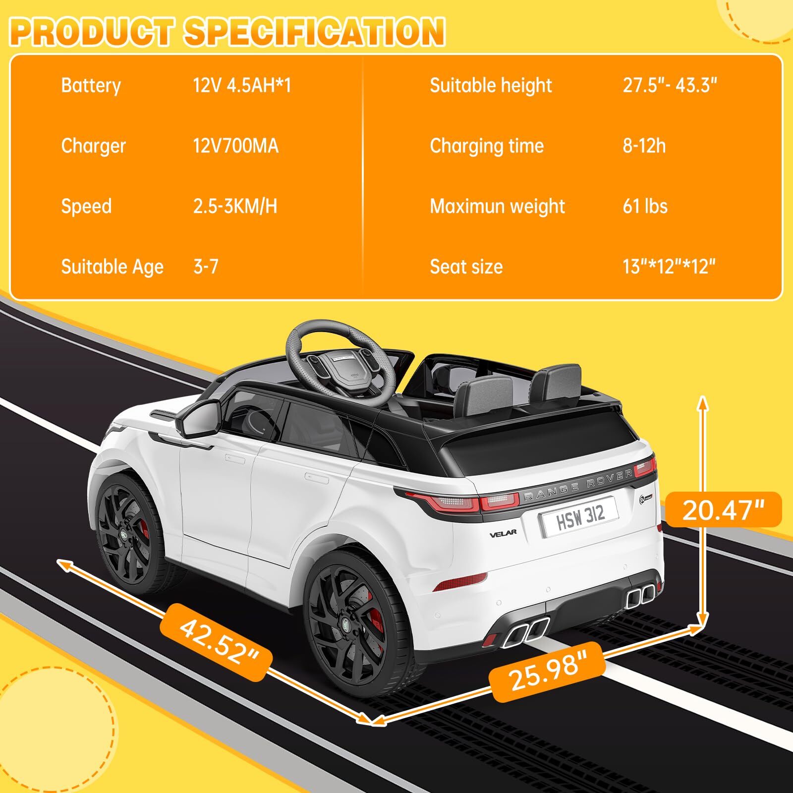 🍒12V Ride On Toys for Kids 3-8 with Mp3 Player Rocking Electric Car with Remote