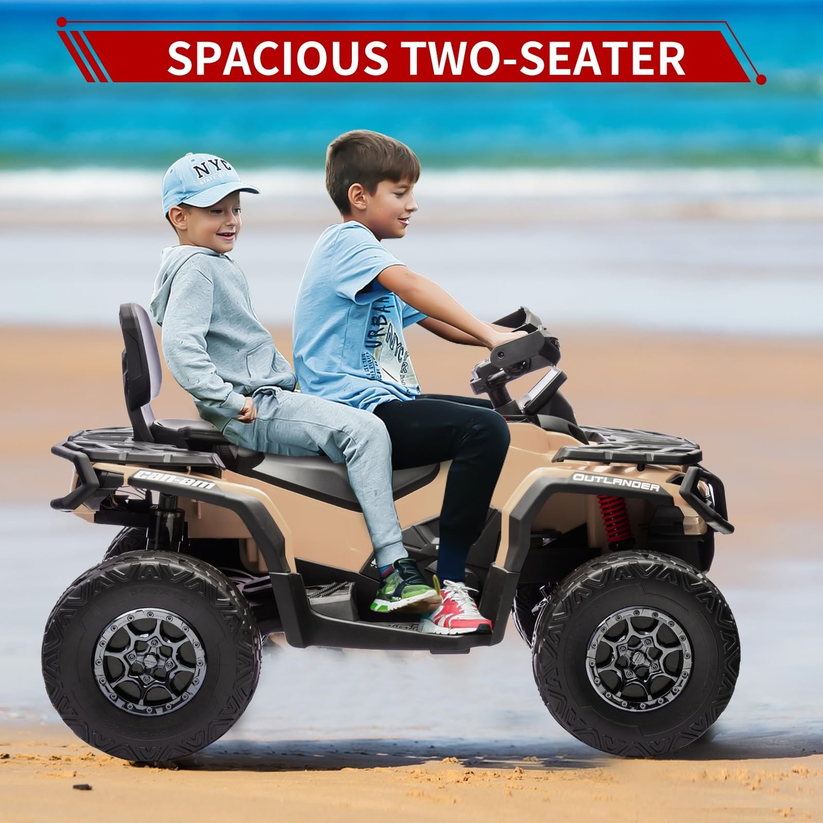 Christmas Gift 24V Kids Ride On Car Electric ATV 4WD Toy Car 2 Seaters LED Light