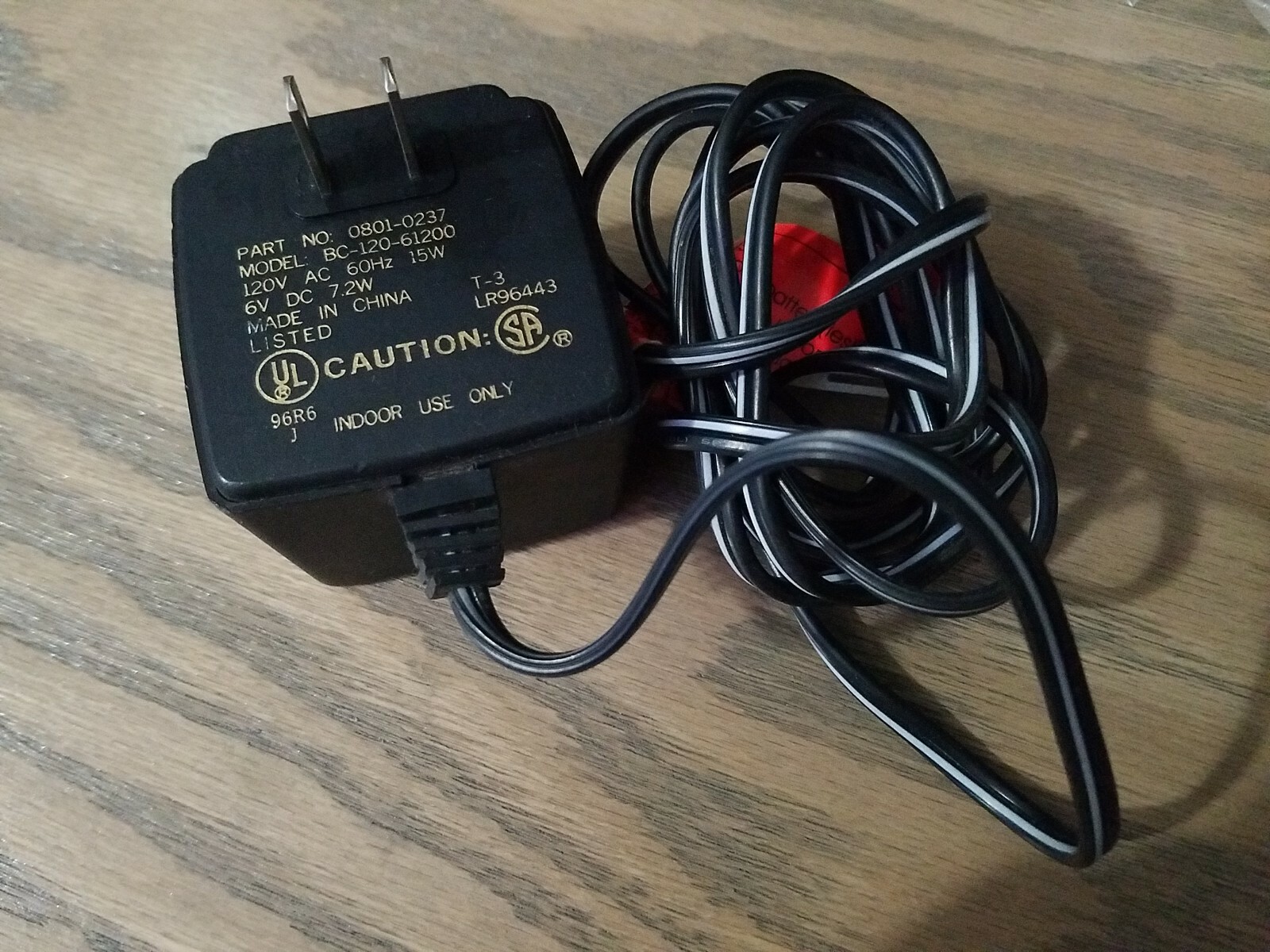 Power Wheels BC-120-61200 Class 2 Battery Charger AC Adapter Output DC 6V