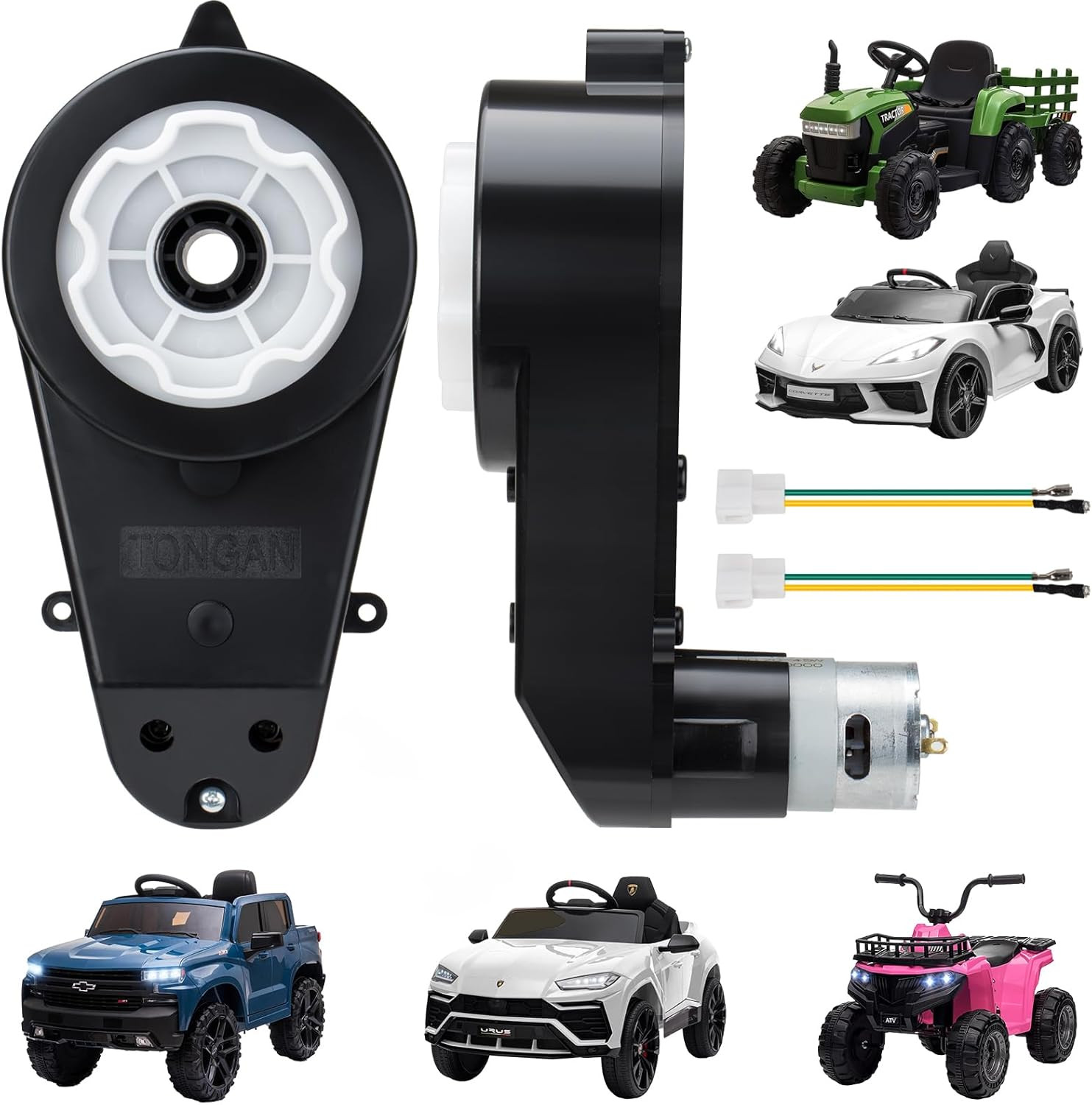 24V Motor High Speed RS555-40000RPM 2Pcs Kids Ride on Car Gearbox for Power Whee