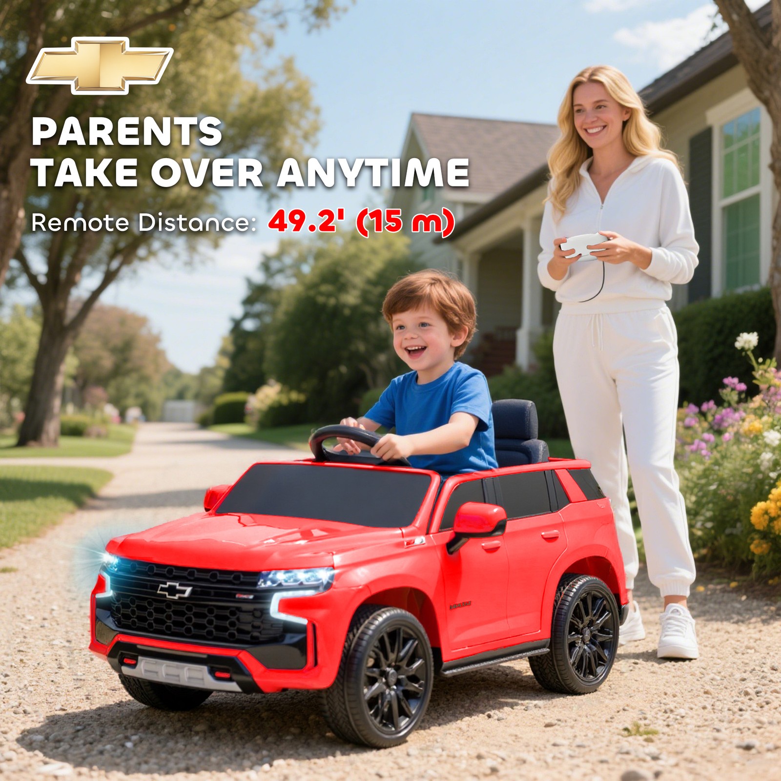Licensed Chevrolet Electric Ride On Car, 12V 7AH Battery Power Ride On Toy Red