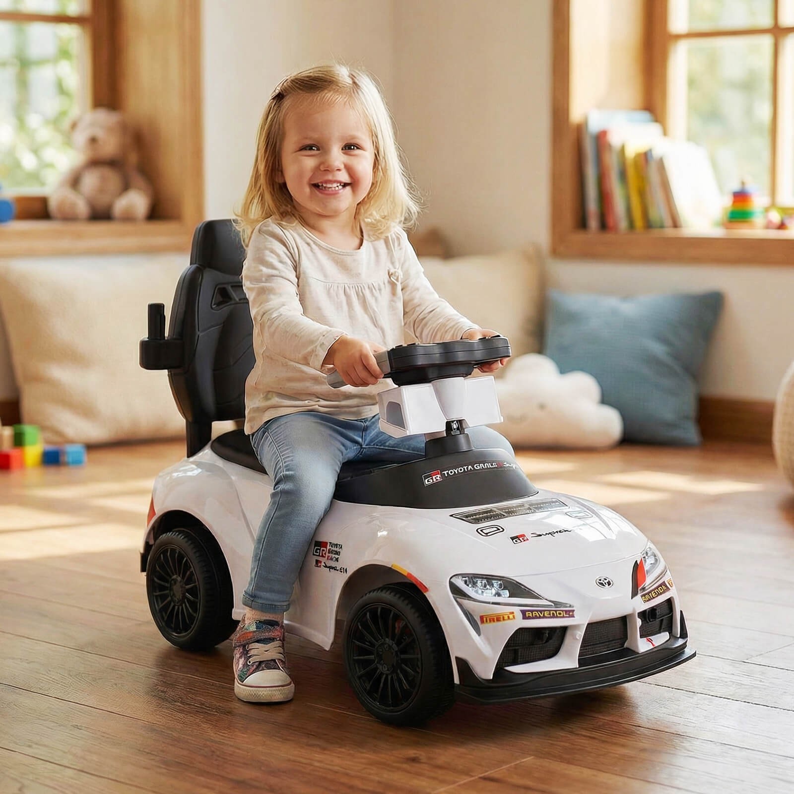 Toyota Licensed Ride on Push Car w/Parent-Control Handle Music Safety Guardrail
