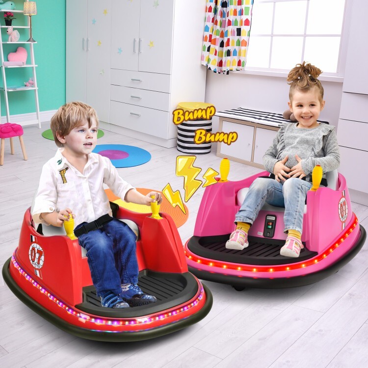 12V Toddler Electric Ride On Bumper Car Toy Flashing Light & Spacious Pedal Area