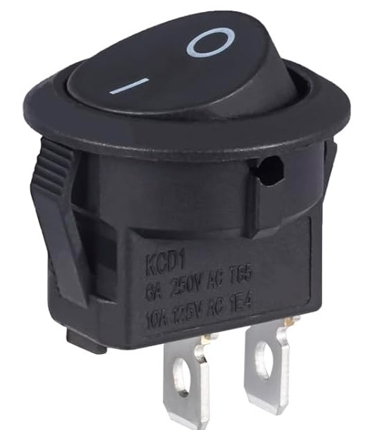 New! Round 2 Positions Switch, 2 Pin On/off Circle, Black