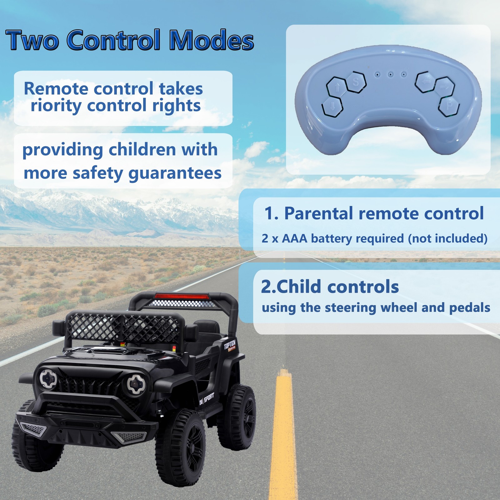 Ride on Car Kids Electric Car with Remote Control Swing for 3~6 Years Gift Black