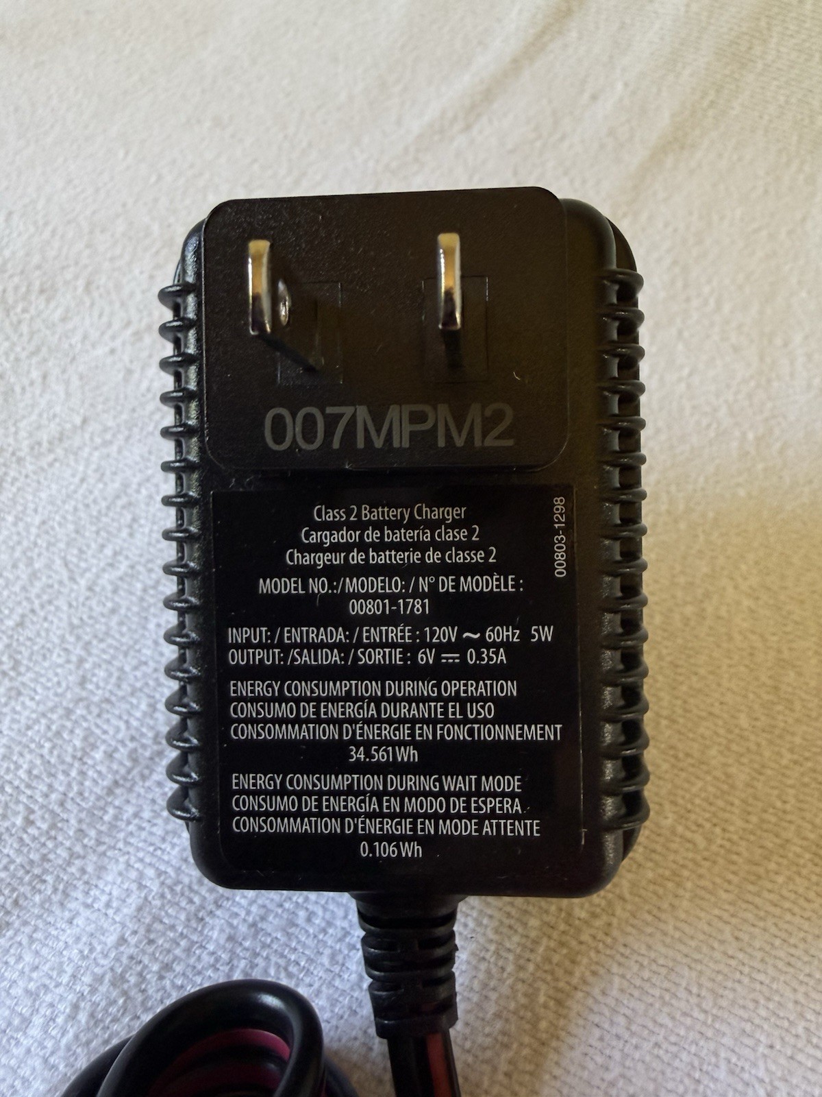 NEW OEM Power Wheels Fisher-Price 6V Blue Battery Charger P6829 00801-1483