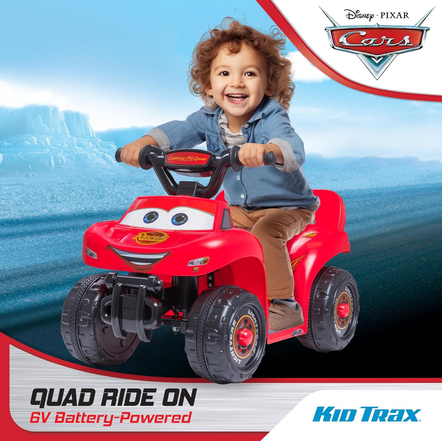 Kid Trax Lightning McQueen Quad Ride-On Toy for Toddlers 1.5-3 Years Old