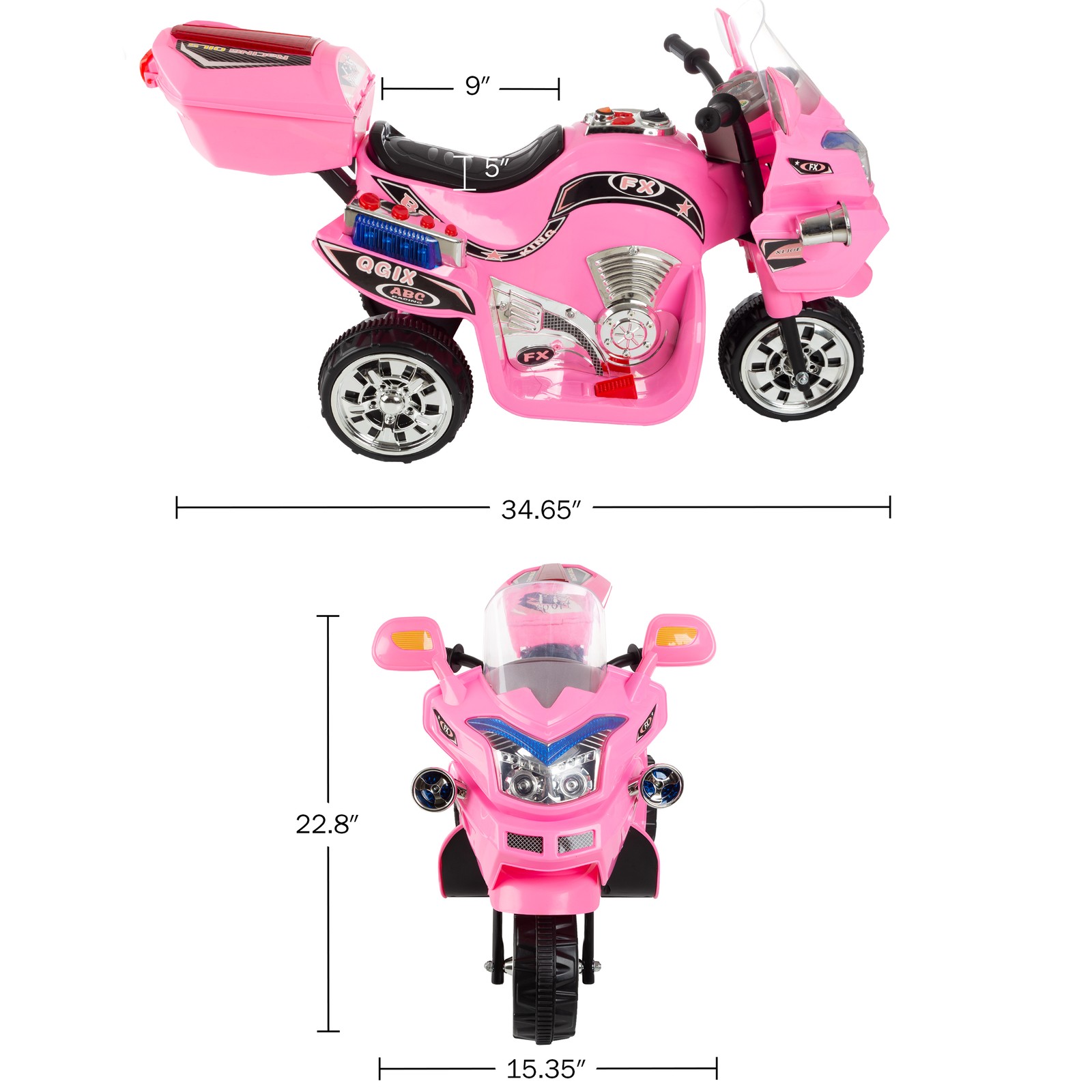 Motorcycle Ride on Toy Battery Operated Bike Trike Rechargeable Kids Ages 2 – 3
