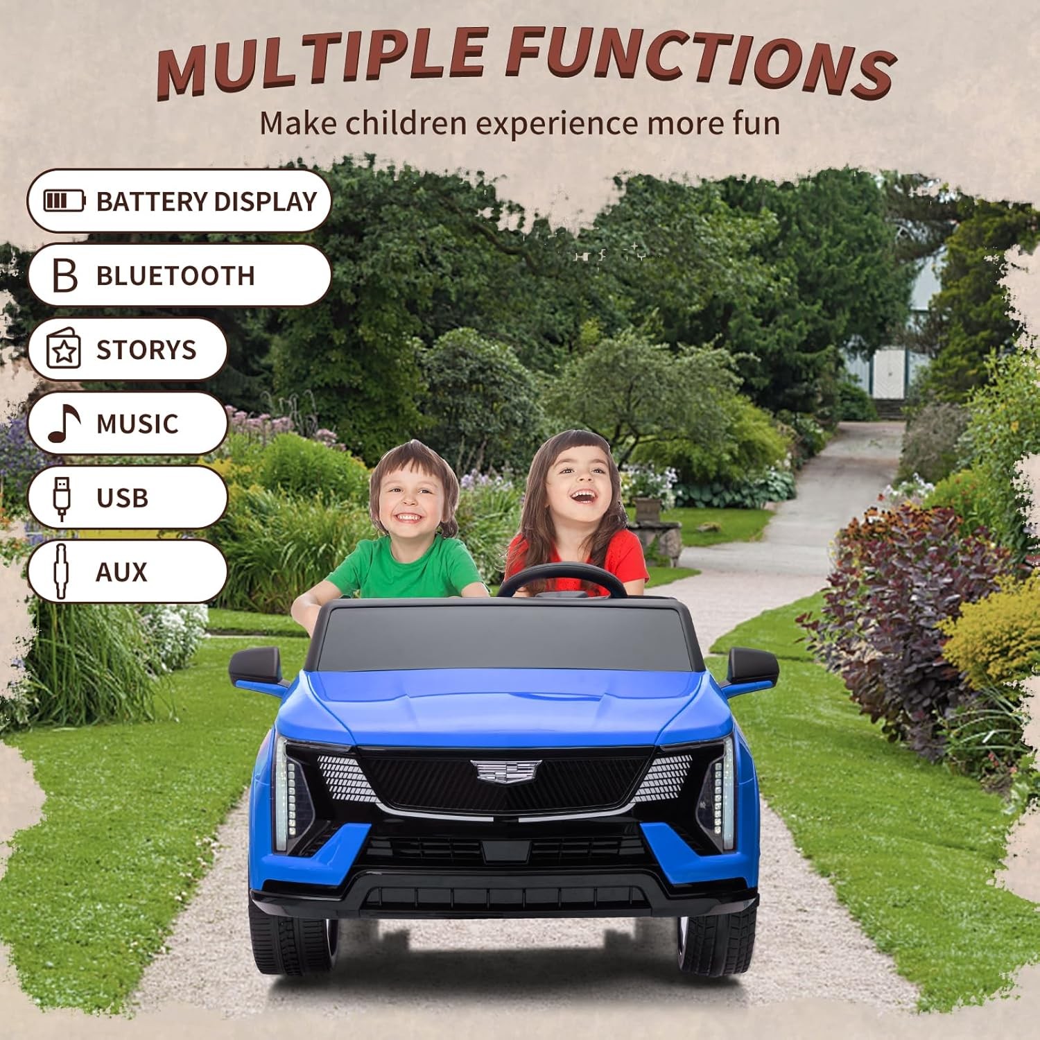 Kids Ride On Car Licensed Cadillac 24V 2 Seater Parent Remote LED MP3 USB