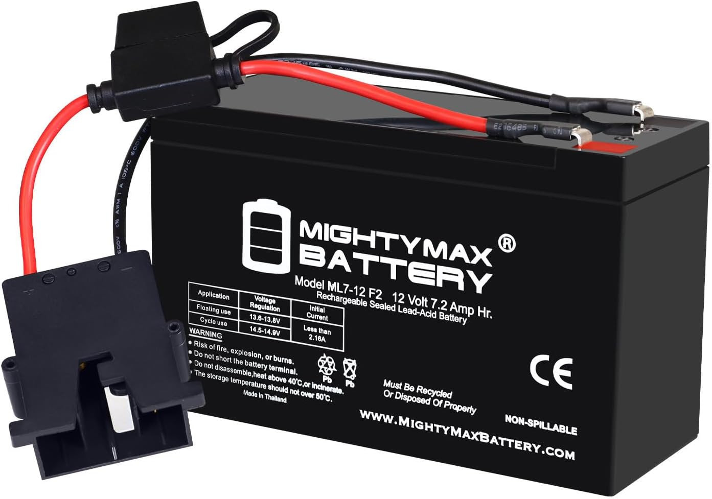 Drop in Replacement for 12V Power Wheels Ride on Toy 7Ah Battery Kit and Harness