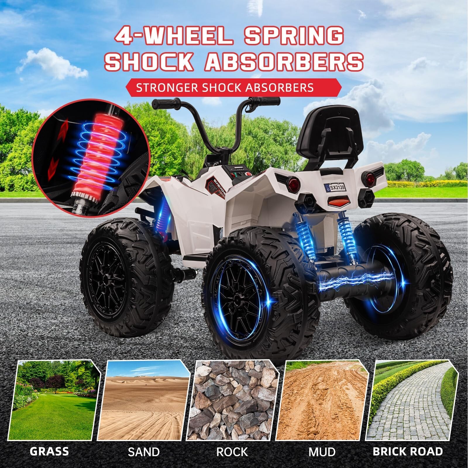 24V Ride on ATV Car Electric Fun Toys 4WD Off-Road Vehicle 4 Wheeler Quad Toy