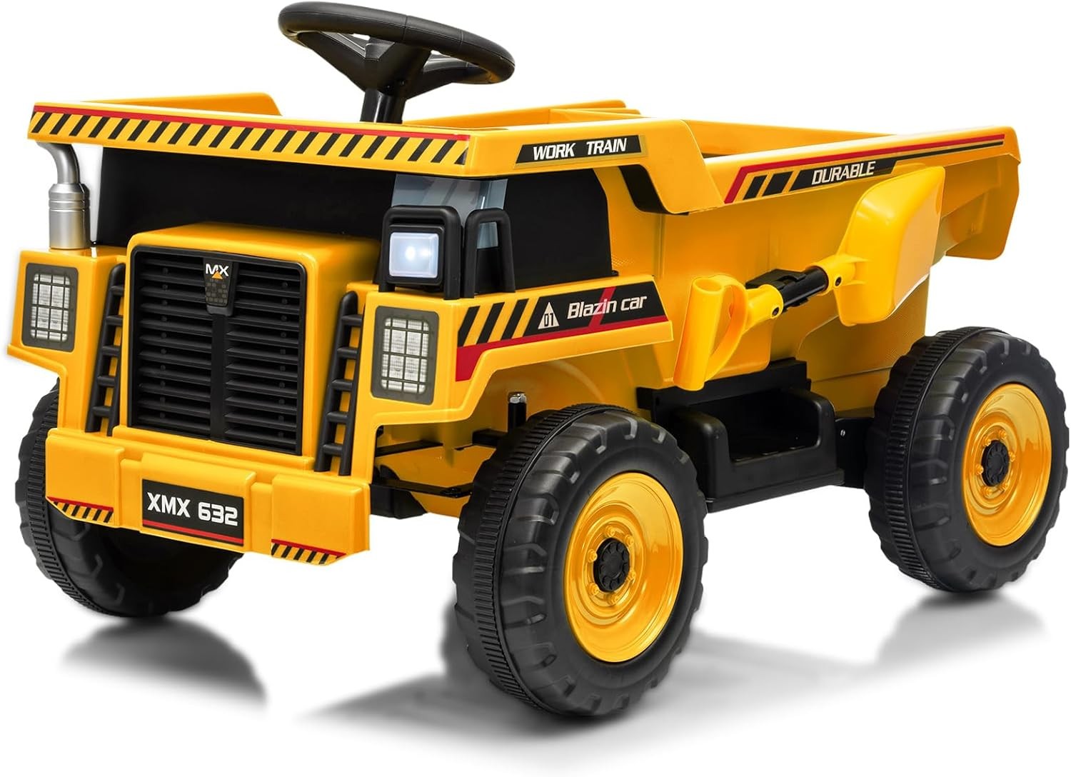 12V Ride On Dump Truck w/ Remote, Auto-Dump Bed, Shovel & Music for Kids 3-8