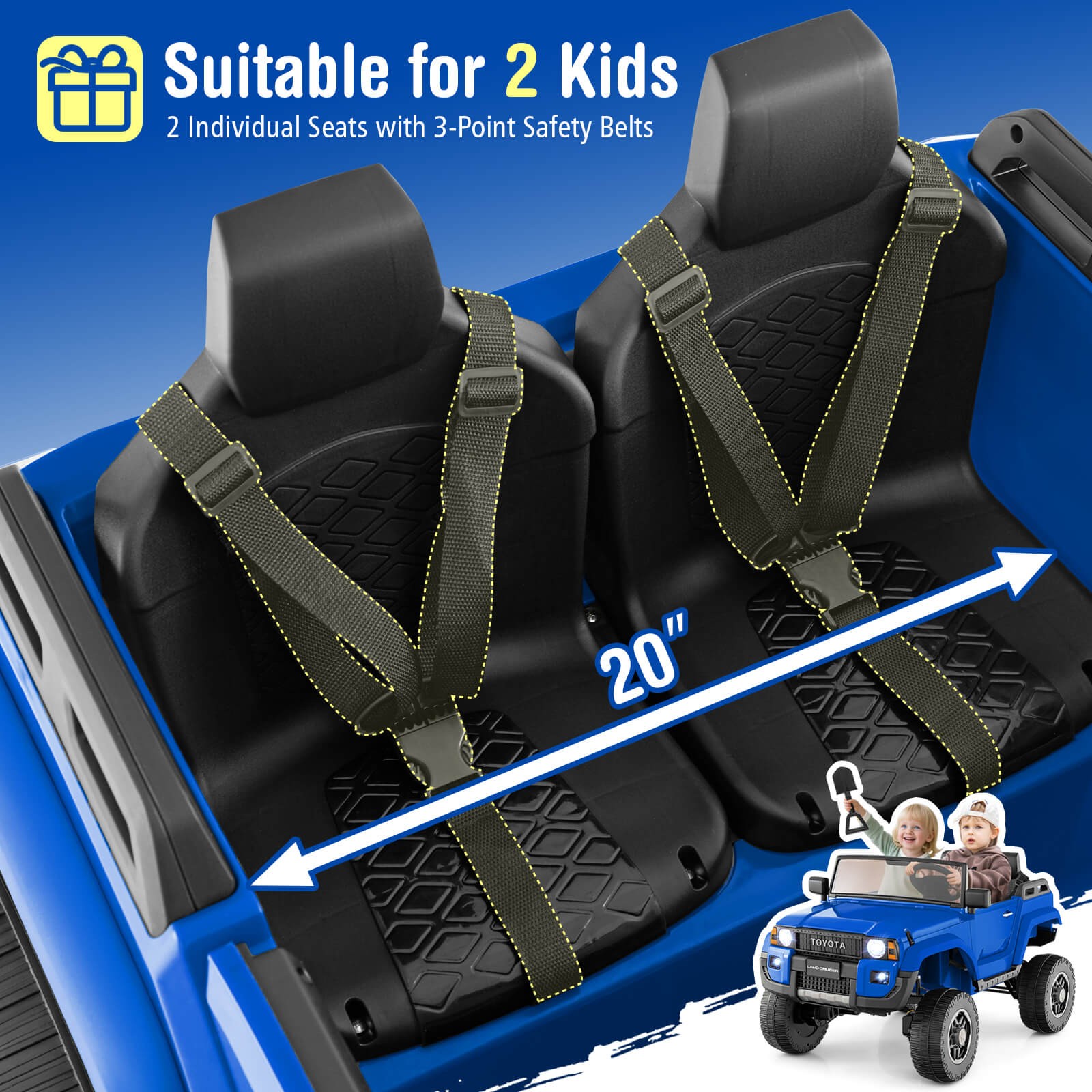 24V 2 Seater Ride on Car for Kids Licensed Toyota LC250 Ride on Truck w/Remote