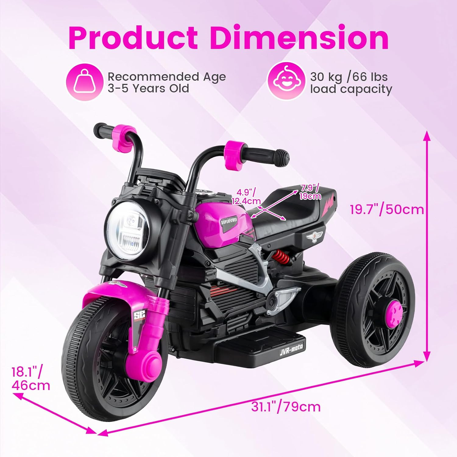 6V Kids Motorcycle with Forward & Reverse Switch, Headlight, Horn, Music, Story,