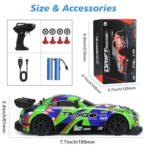 Drift RC Car for Electric Toy Car Hobby Racing Car Toys with 1-green