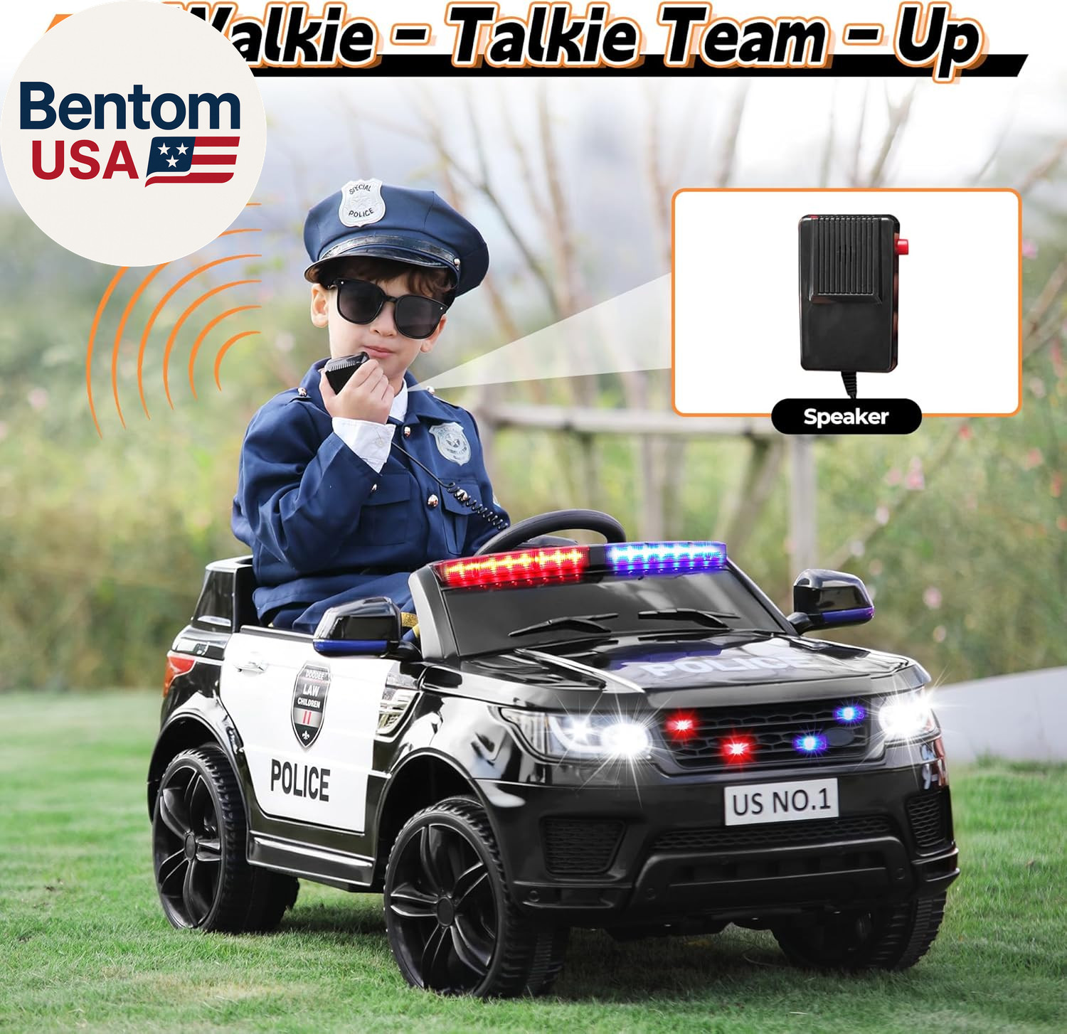 Police Car Ride on Electric Car for Kids to Drive Battery Powered Ride-On Toys C