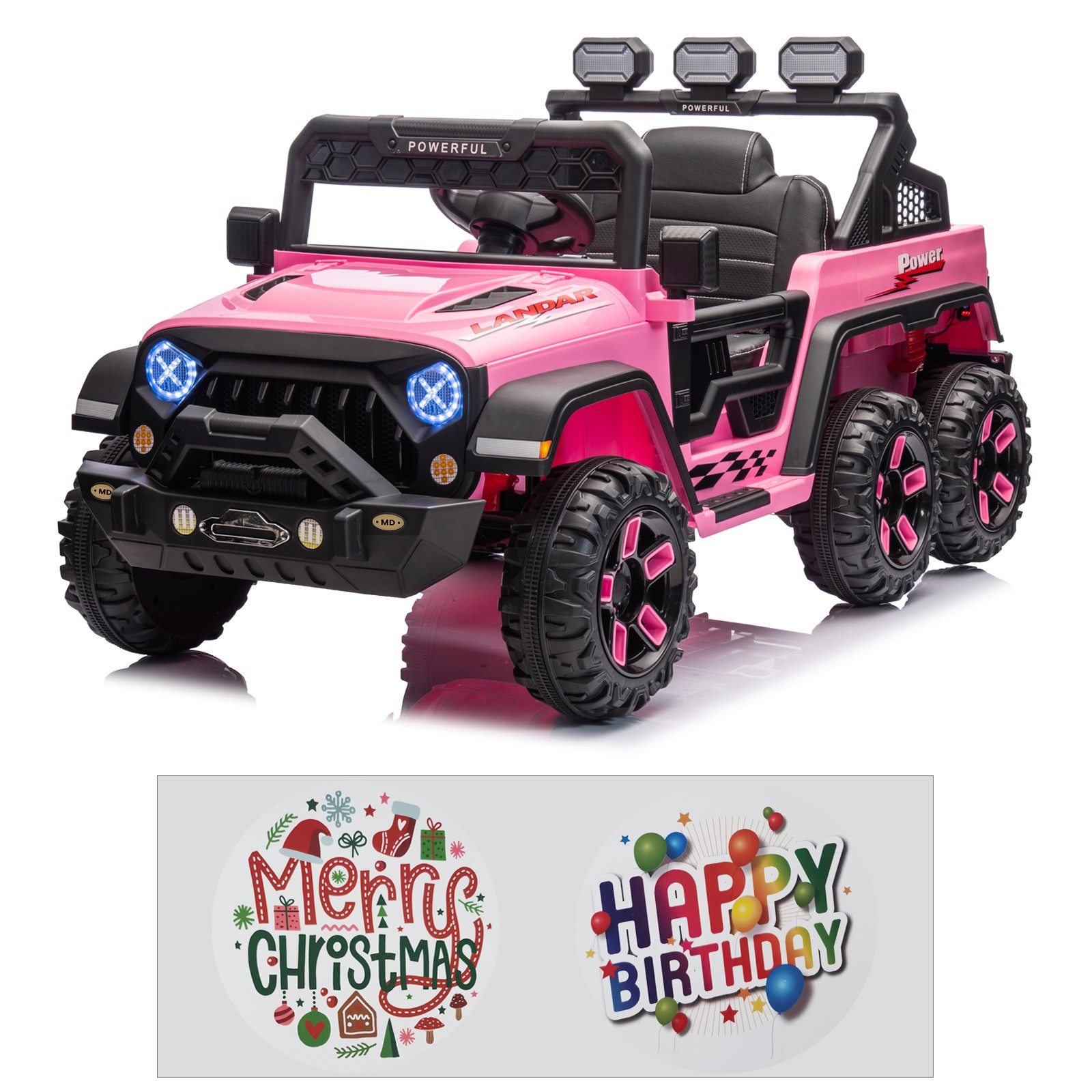 12V Kids Ride On Car Electric Truck w/ Remote Control DIY Stickers 6 Wheels Toy