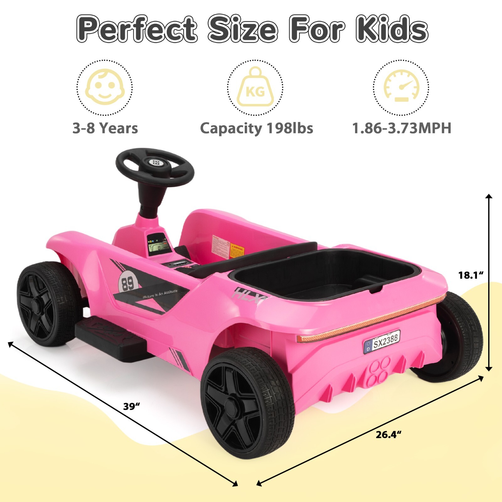 TOBBI 24V 2 Seater Ride on Go Kart Electric Battery Powered Car for Kids with RC