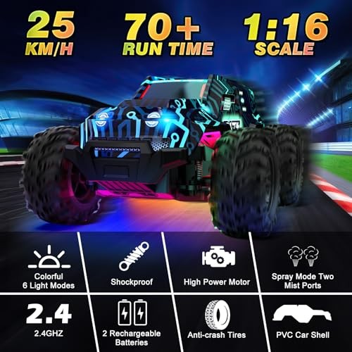 2.4GHz High Speed RC Car, Offroad Monster Hobby Racing Car with LED Blue