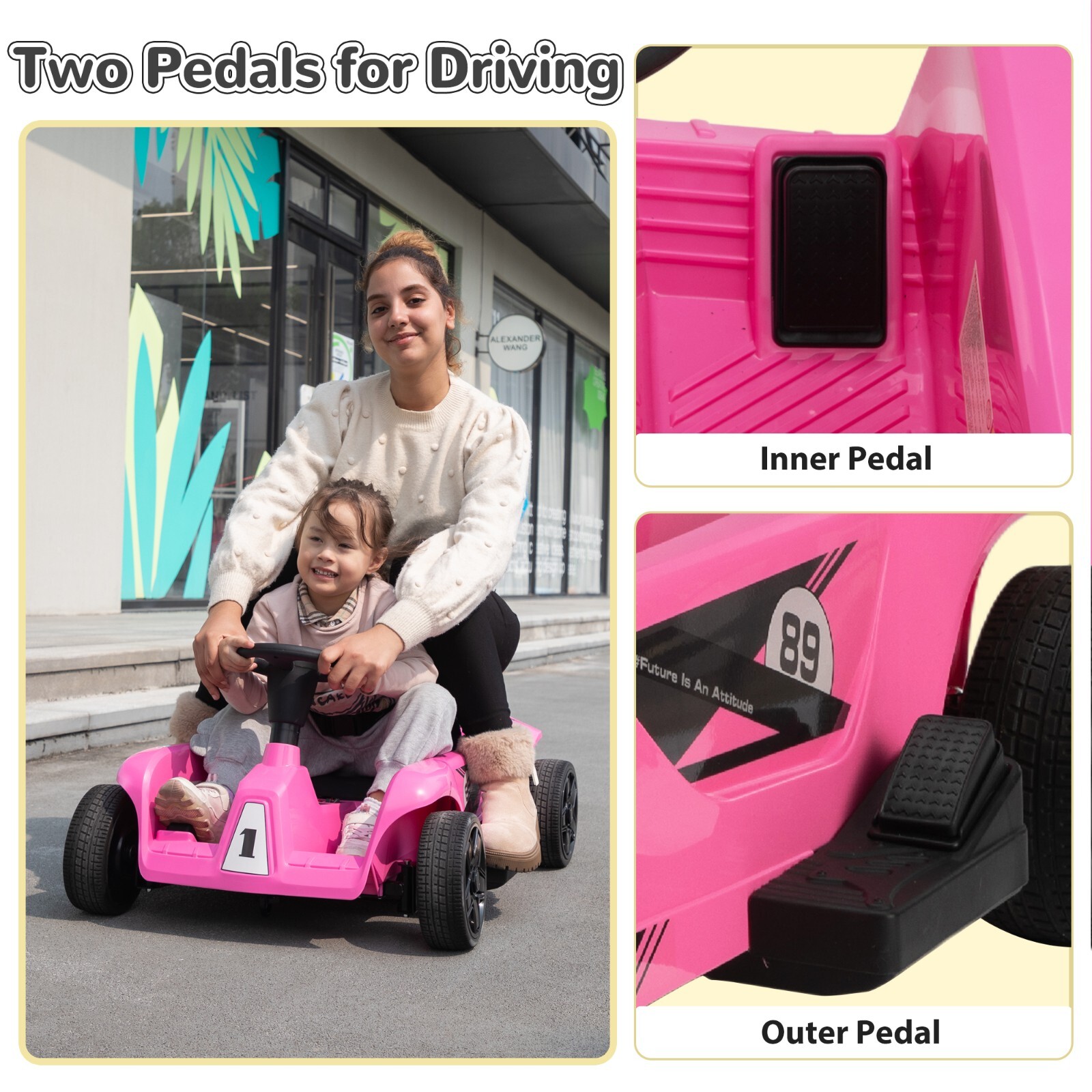 TOBBI 24V 2 Seater Ride on Go Kart Electric Battery Powered Car for Kids with RC