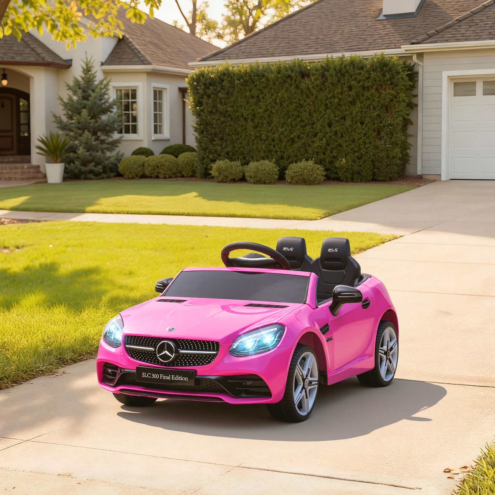12V Electric Cars for Kids w/ Parental Remote, Two Motors, Music Lights Pink