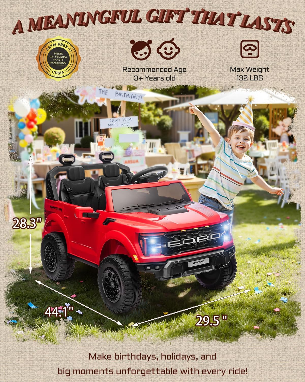 24V 2 Seater Ride On Truck Kids Electric Remote Control Ford F-150 Raptor w/ LED