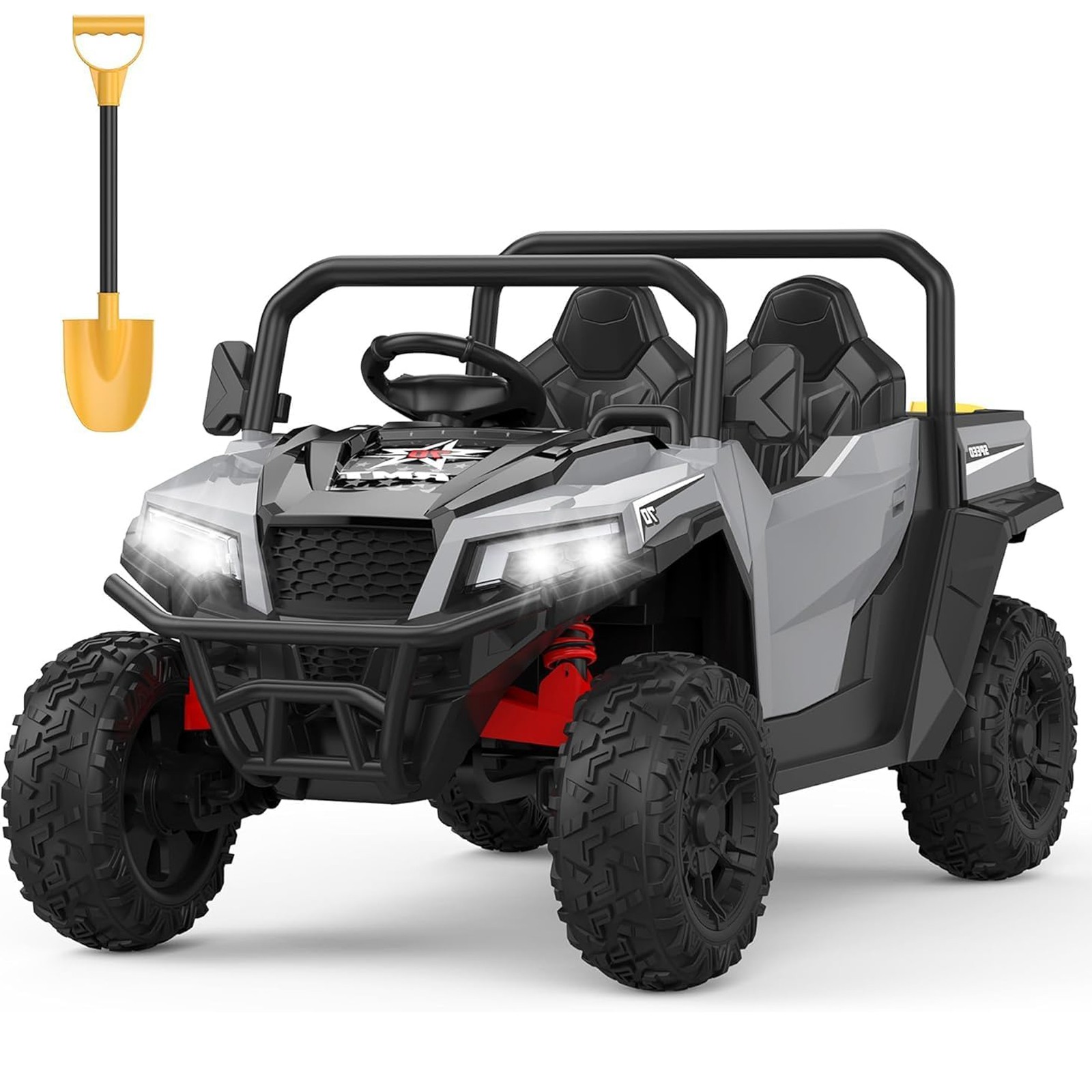 24V Ride On Truck for Kids w/ Remote, 4WD, LED Lights,Bluetooth,Dump Bed,2 Seats