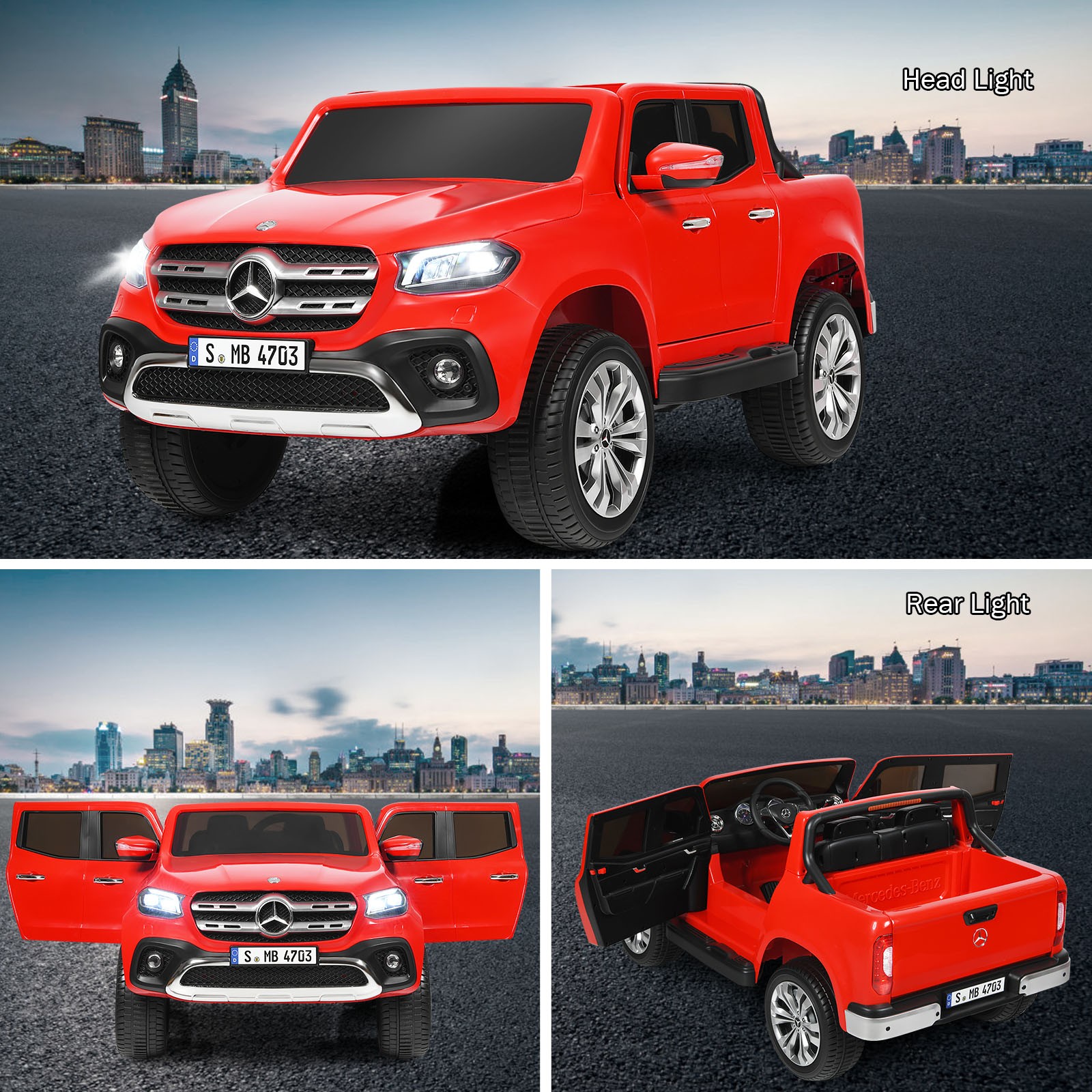 2-Seater 12V Kids Ride On Car Mercedes Benz Licensed X Class RC W/ Trunk Red