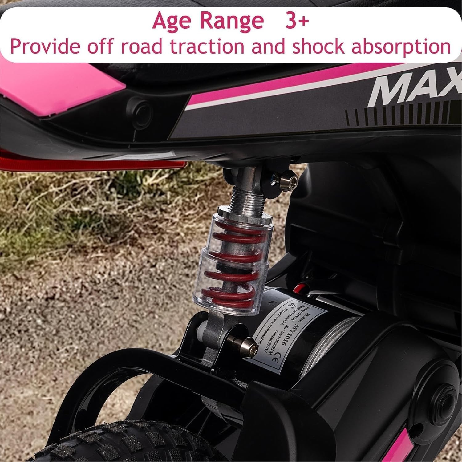 24V Off-Road Electric Motorcycle for Kids 8-14, Rear-Wheel Drive Dirt Bike