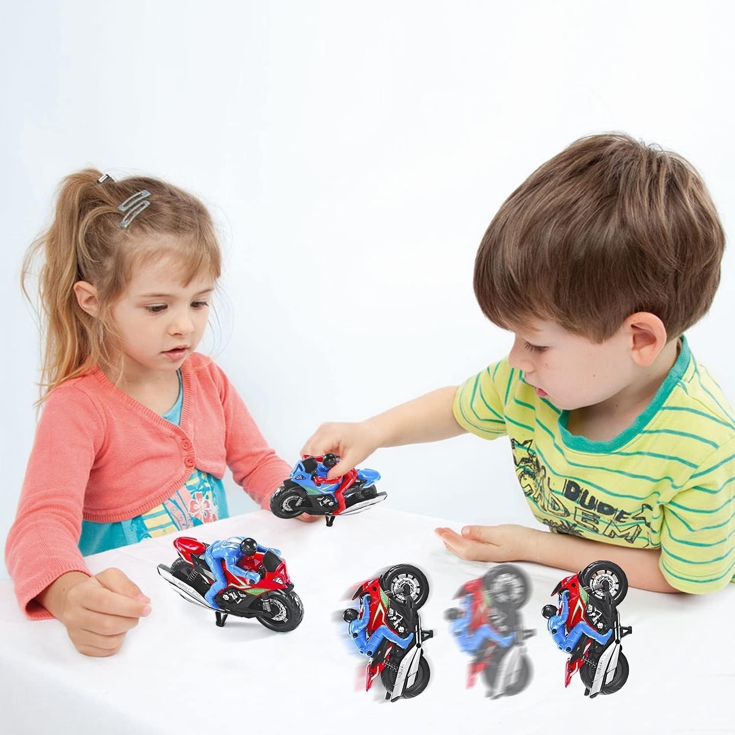 Kids Motorcycle Toys Set – 2 Pull-Back Diecast Motorcycles for Ages 3-8, Red …
