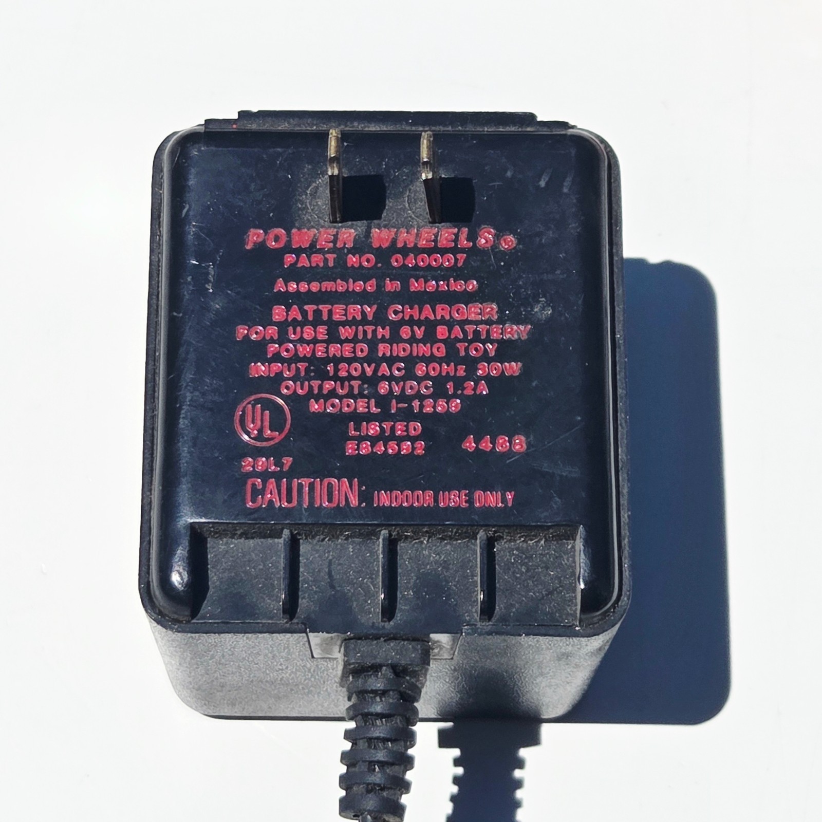Original Power Wheels Super 6 Volt Battery Charger Type H Part No. 040007 6V
