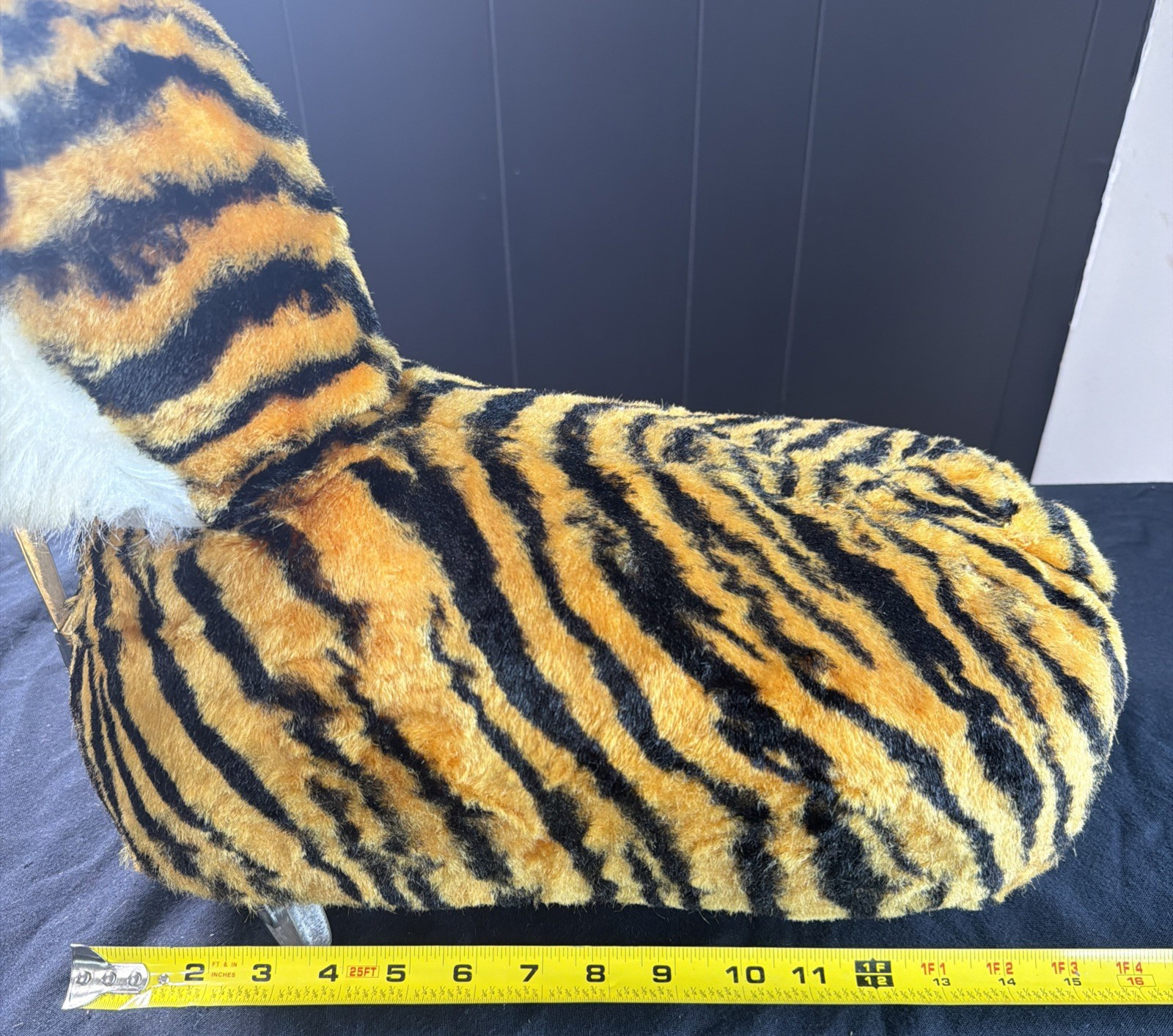 Rare Vintage Tiger Ride On Kids Toy On Wheels Green Eyes Neck Needs Work