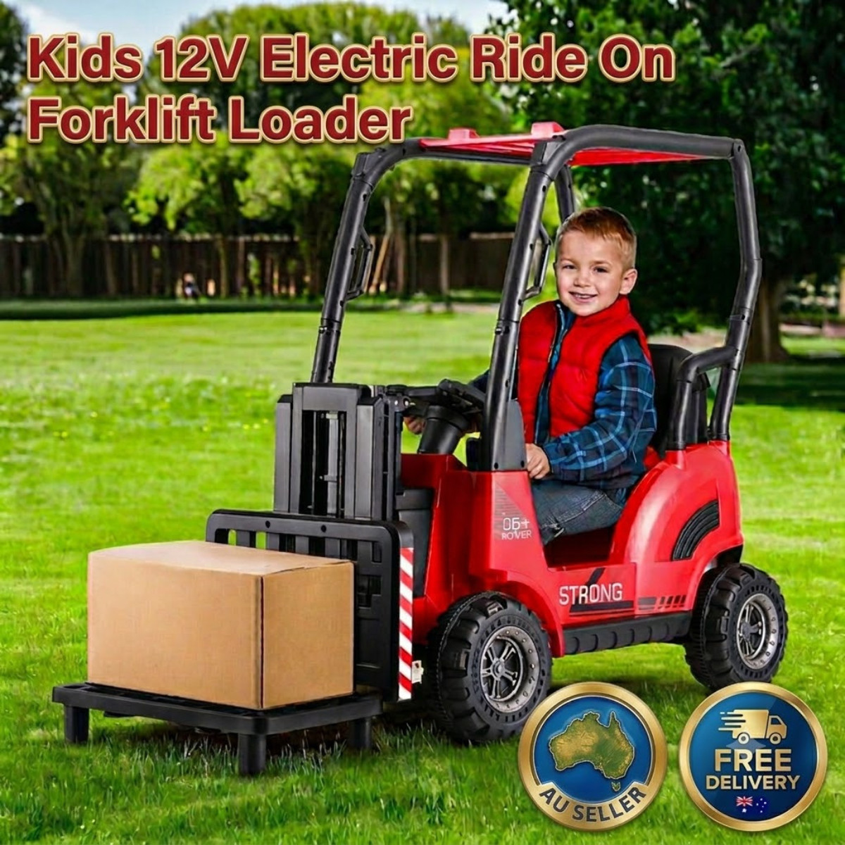 Rigo Kids 12V Forklift Loader Electric Ride On Car Toy Remote Horn Red