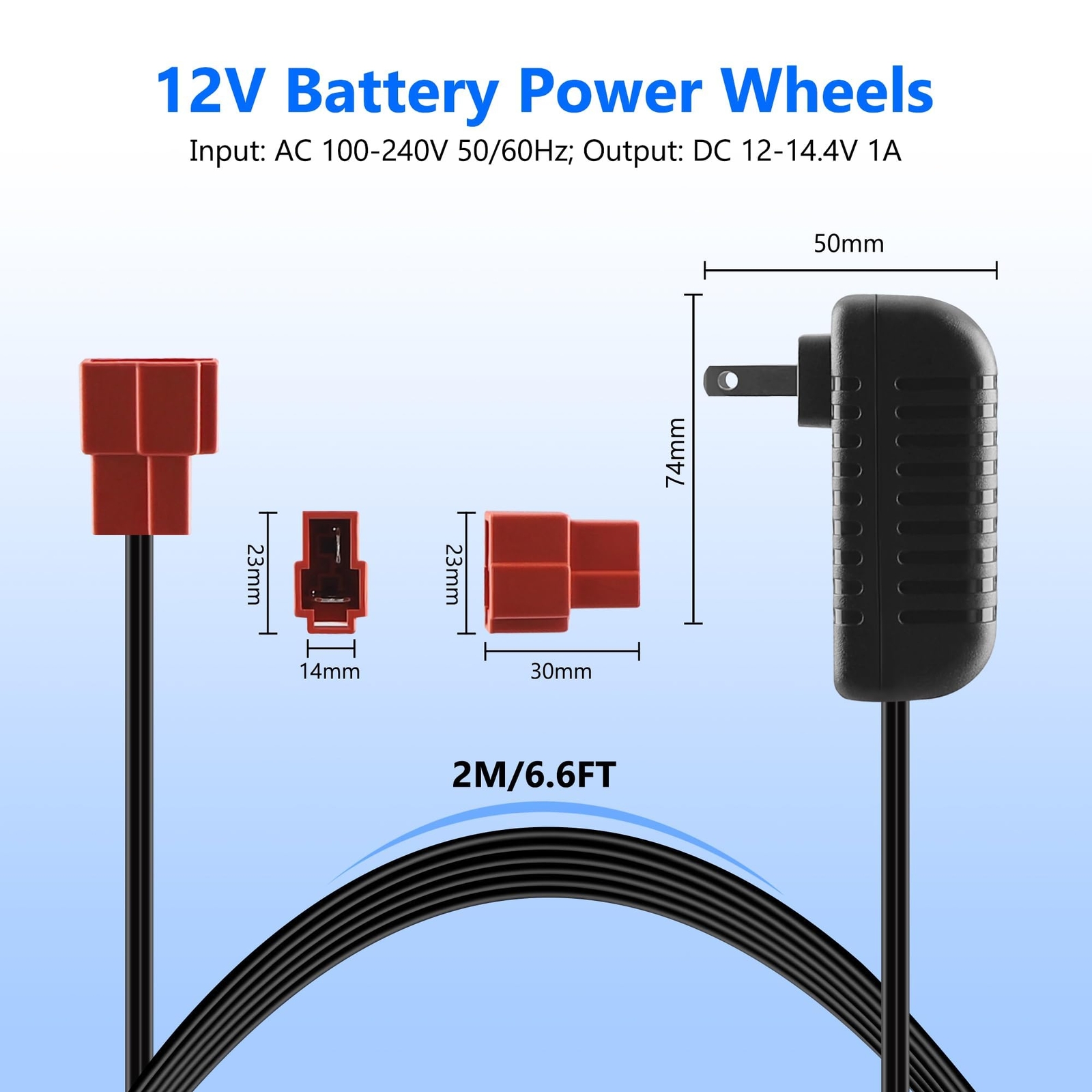 12 Volt Battery Charger for Ride On Toys, 14.4V 1000MA Battery Charger for Kids