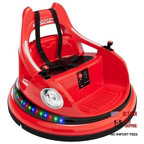 Ride on Bumper Car for Toddlers, 12V Battery Car for Kids W/Parent Remote, Red