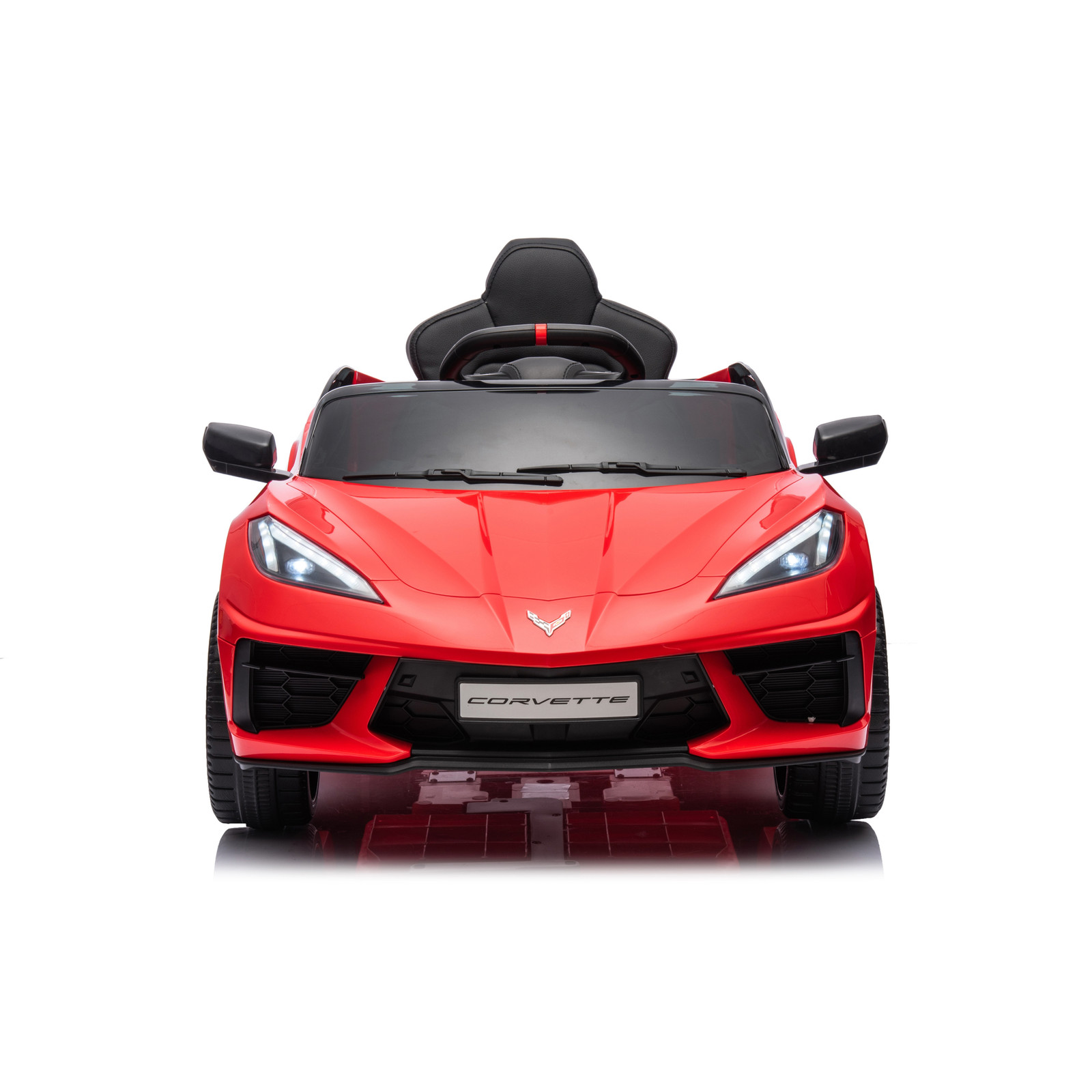 12V Chevrolet Corvette C8 Kids Ride On Car RC Remote Control LED Lights Red
